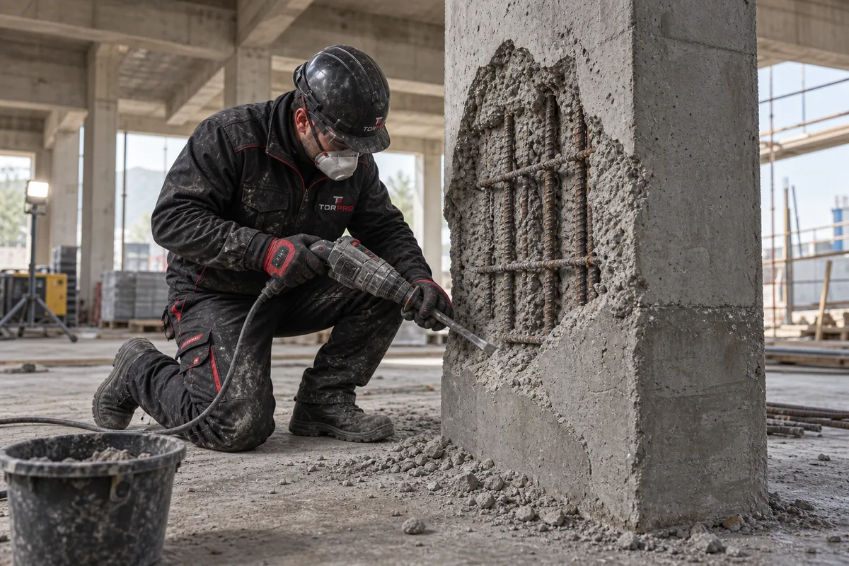 Illustrative image of preparing a concrete structure for repair